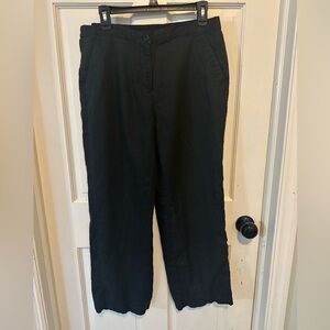 LL Bean Lakeshore Black Linen Pants Washable Classic Fit Women's Size 12 Petite